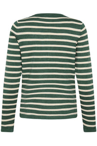 Saint Tropez Mila Striped Cardigan - June Brown Rice Stripe Green