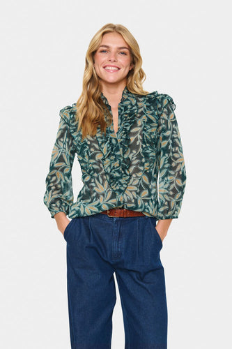 Saint Tropez Maxine Blouse - Pine Autumn Floral