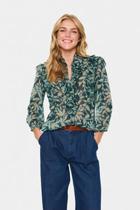 Saint Tropez Maxine Blouse - Pine Autumn Floral