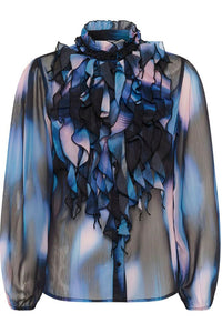 Saint Tropez Lilja Crinkle Shirt - Black Mirage Mist