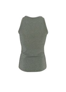 Black Colour Faye Lurex Top - Olive