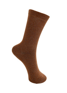 Black Colour Lurex Sock - Nougat