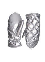 Black Colour Paloma Guilted Mittens - Silver Coloured