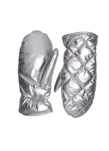 Black Colour Paloma Guilted Mittens - Silver Coloured