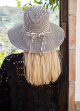 Black Colour Jannie Ribbon Hat - Black Stripe