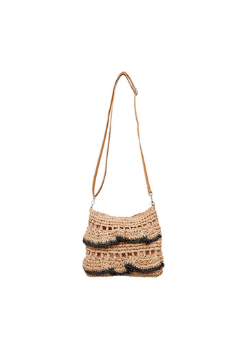 Black Colour Isla Boho Bag - Natural & Black