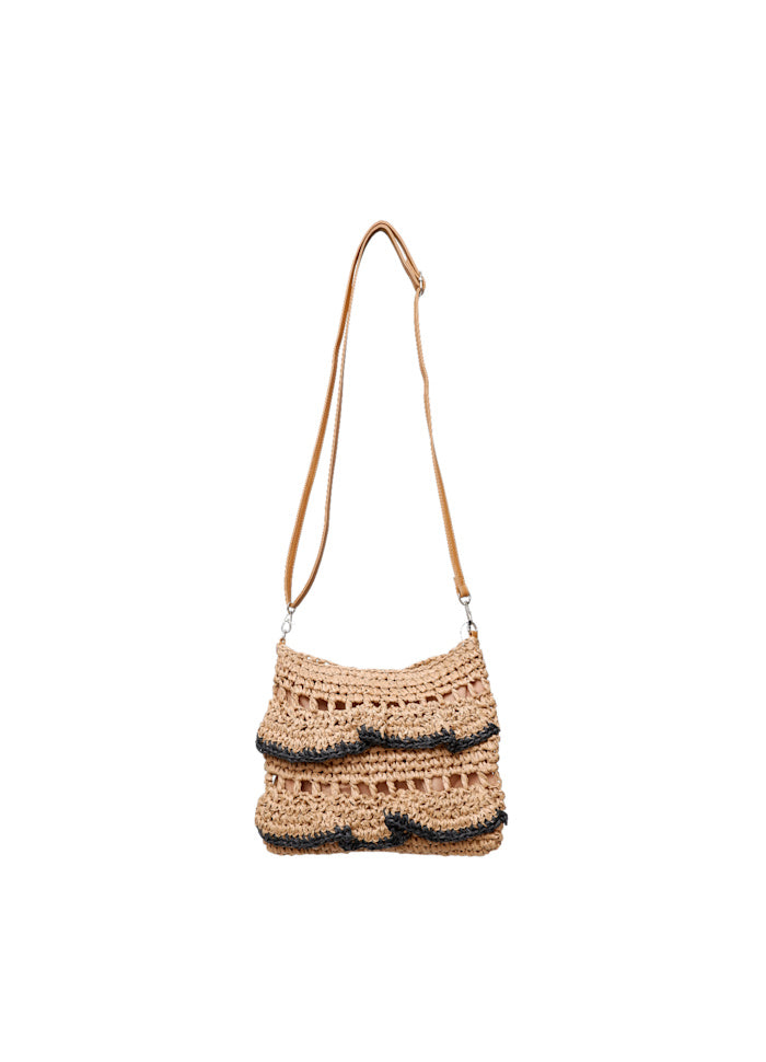 Black Colour Isla Boho Bag - Natural & Black