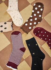 Black Colour Lumina Sock - Coffee Checkered