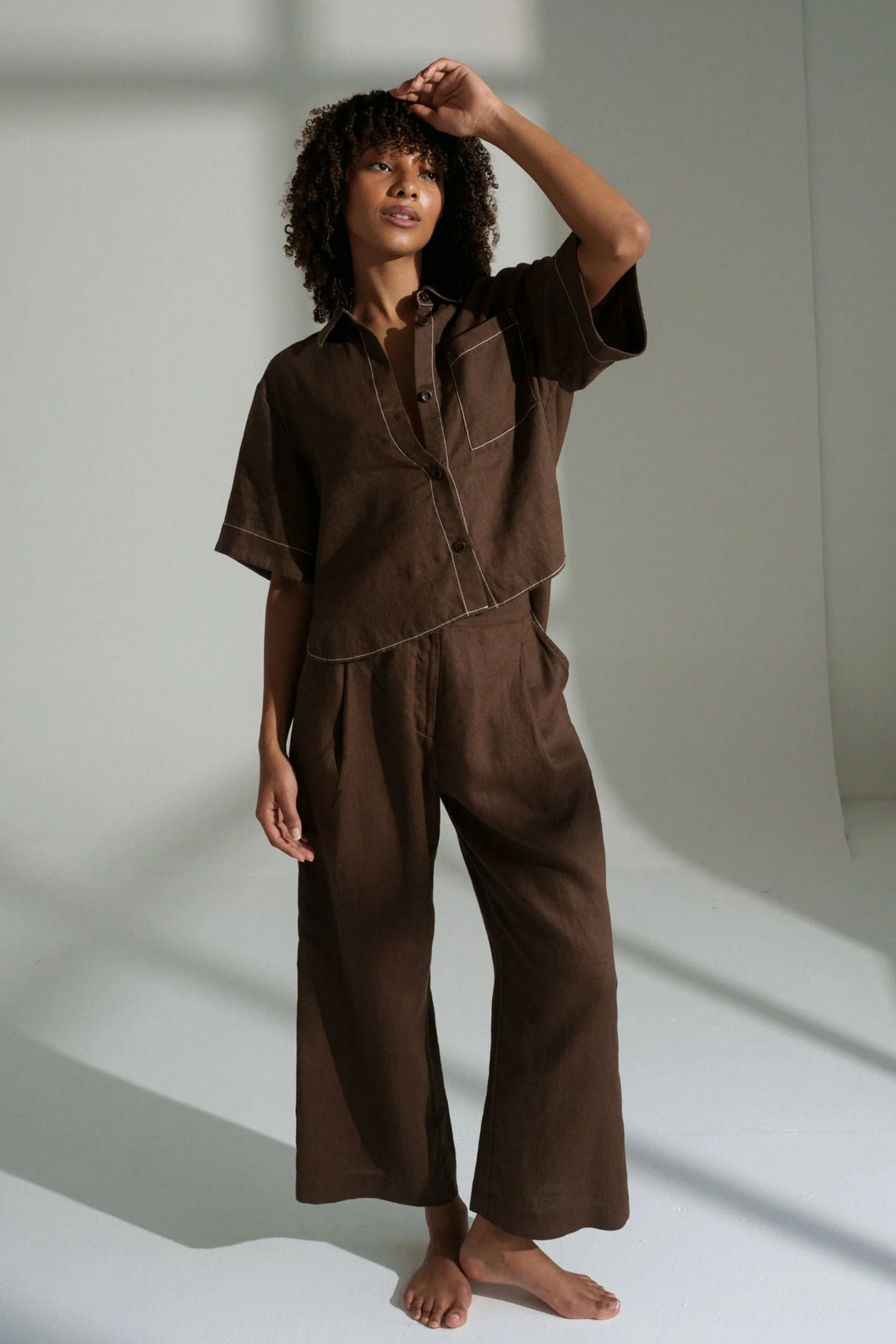 Lilly Pilly Rika Linen Pants - Chocolate – Dragonfly Boutique Online
