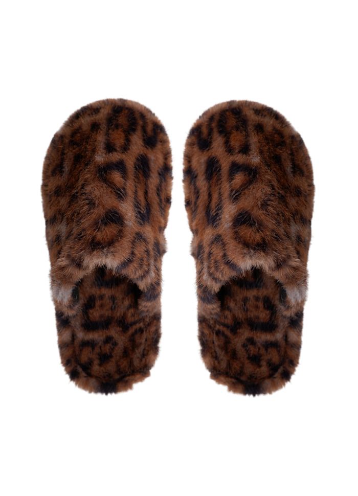 Black Colour Blaze Slippers - Mocca Leo