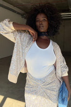 Never Fully Dressed Silver Sequin Bomber Jacket - Silver