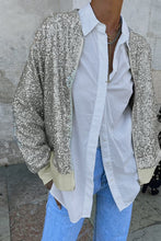 Never Fully Dressed Silver Sequin Bomber Jacket - Silver