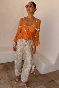 Never Fully Dressed Silver Sequin Naomi Trousers - Silver