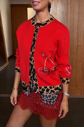 Never Fully Dressed Cherry Holly Cardigan - Red