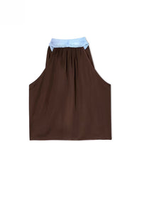 Never Fully Dressed Lace Top - Blue & Chocolate