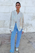 Never Fully Dressed Silver Sequin Bomber Jacket - Silver
