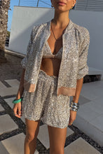 Never Fully Dressed Silver Sequin Bomber Jacket - Silver
