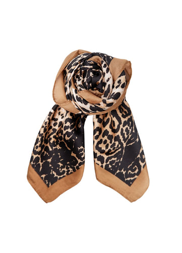 Black Colour Rani Leo Mini Scarf - Camel