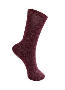 Black Colour Lurex Sock - Wine