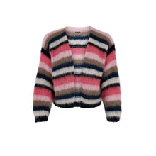 Black Colour Casey Multi Striped Cardigan - Berry