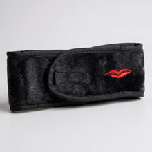 Donna May London Adjustable Spa Style Headband with Red Lip - Black