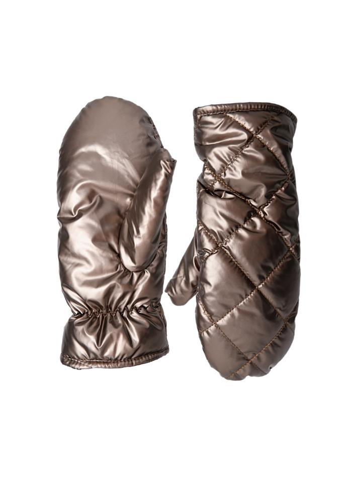 Black Colour Paloma Quilted Mittens - Mocca
