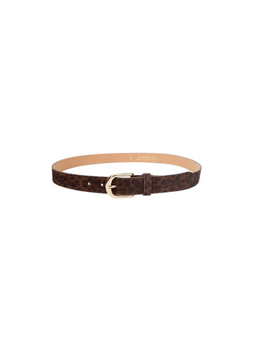 Black Colour Milla Suede Belt - Mocca Leo