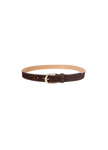 Black Colour Milla Suede Belt - Mocca Leo