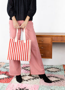 Black Colour Piper Tote Bag - Red Stripe