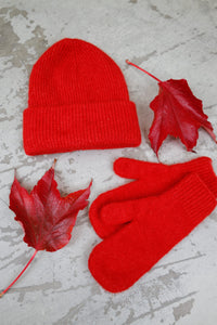 Black Colour Ginger Rib Hat - Red