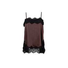 Black Colour Evie Lace Strap Top - Coffee