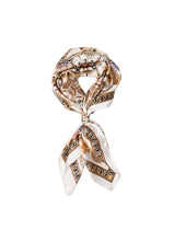 Black Colour Tazia Mini Scarf W. Golden Ring - Creme Multi