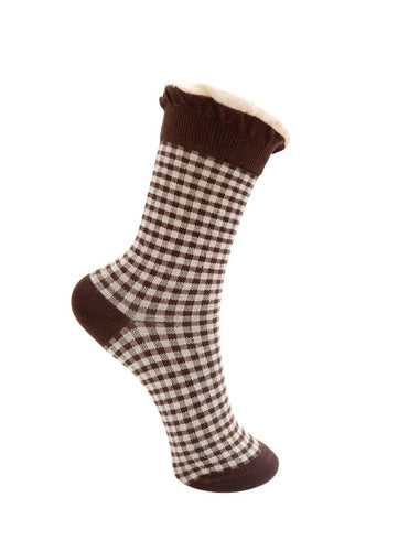 Black Colour Lumina Sock - Coffee Checkered