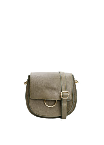 Black Colour Olivia Crossover Leather Bag - Army/Black/Wine