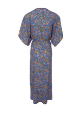 Black Colour Luna Long V Neck Dress - Violet Blue