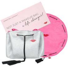 Donna May London Lay Flat Makeup Bag - Silver/Pink Lining