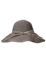 Black Colour Jannie Ribbon Hat - Black Stripe
