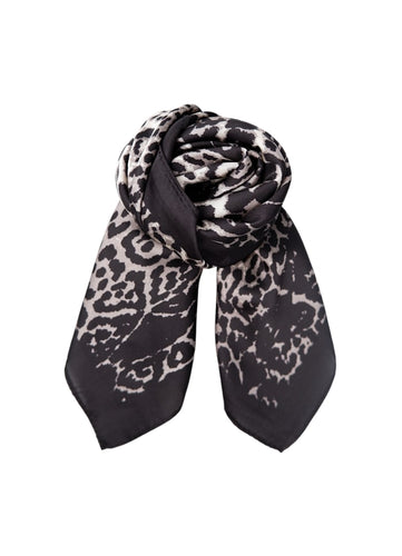 Black Colour Rani Leo Mini Scarf - Grey