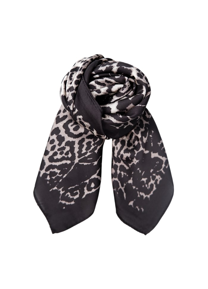 Black Colour Rani Leo Mini Scarf - Grey