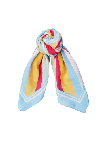 Black Colour Miss Mini Scarf - Light Blue Stripe