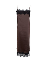 Black Colour Evie Lace Strap Dress - Coffee
