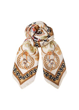 Black Colour Tazia Mini Scarf W. Golden Ring - Creme Multi