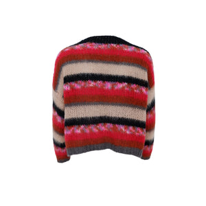 Black Colour Casey Multi Striped Cardigan - Berry