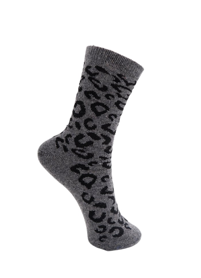 Black Colour Kaleen Wool Sock - Grey Melange