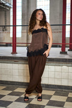 Black Colour Evie Lace Strap Top - Coffee