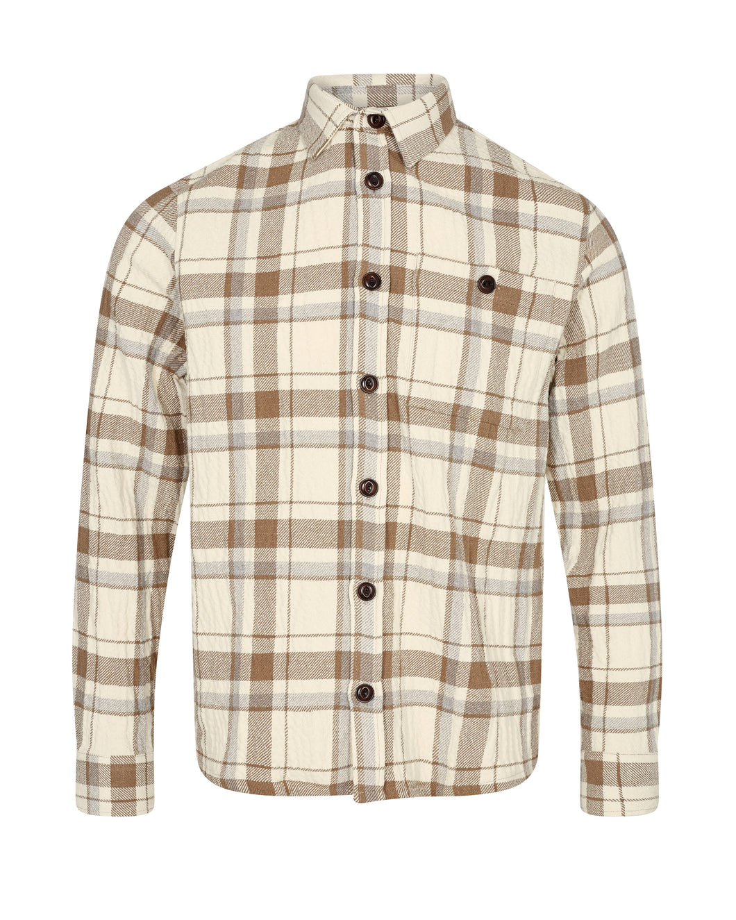 Mos Mosh David Check Overshirt - Ecru